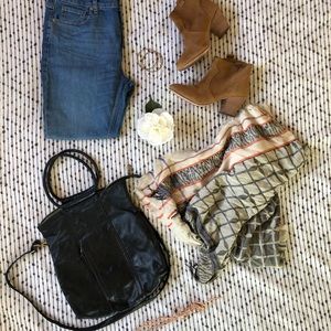 Black Leather Hobo Tote Zipper Closure Shldr Strap